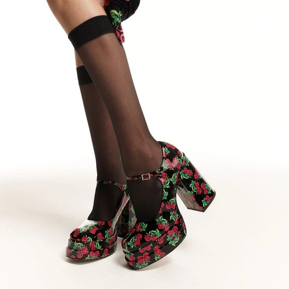 BRAND NEW Betsey Johnson 80TH BIRTHDAY BLONDIE ROSE MARYJANE PLATFORMS Size 9.5 - Picture 2 of 8